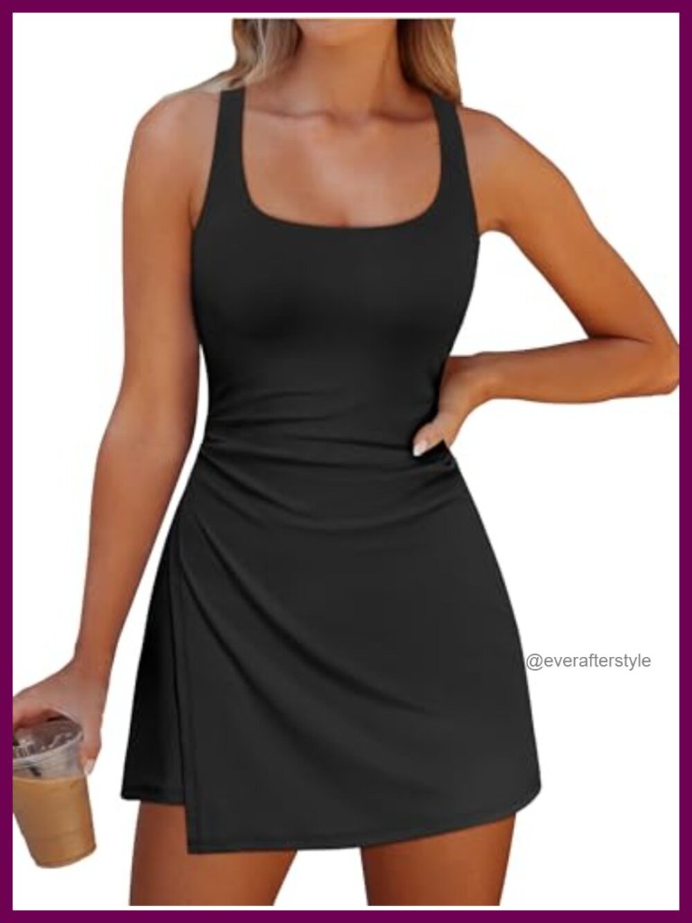 Athletic Dress Built-in Shorts Square Neck Racerback Mini